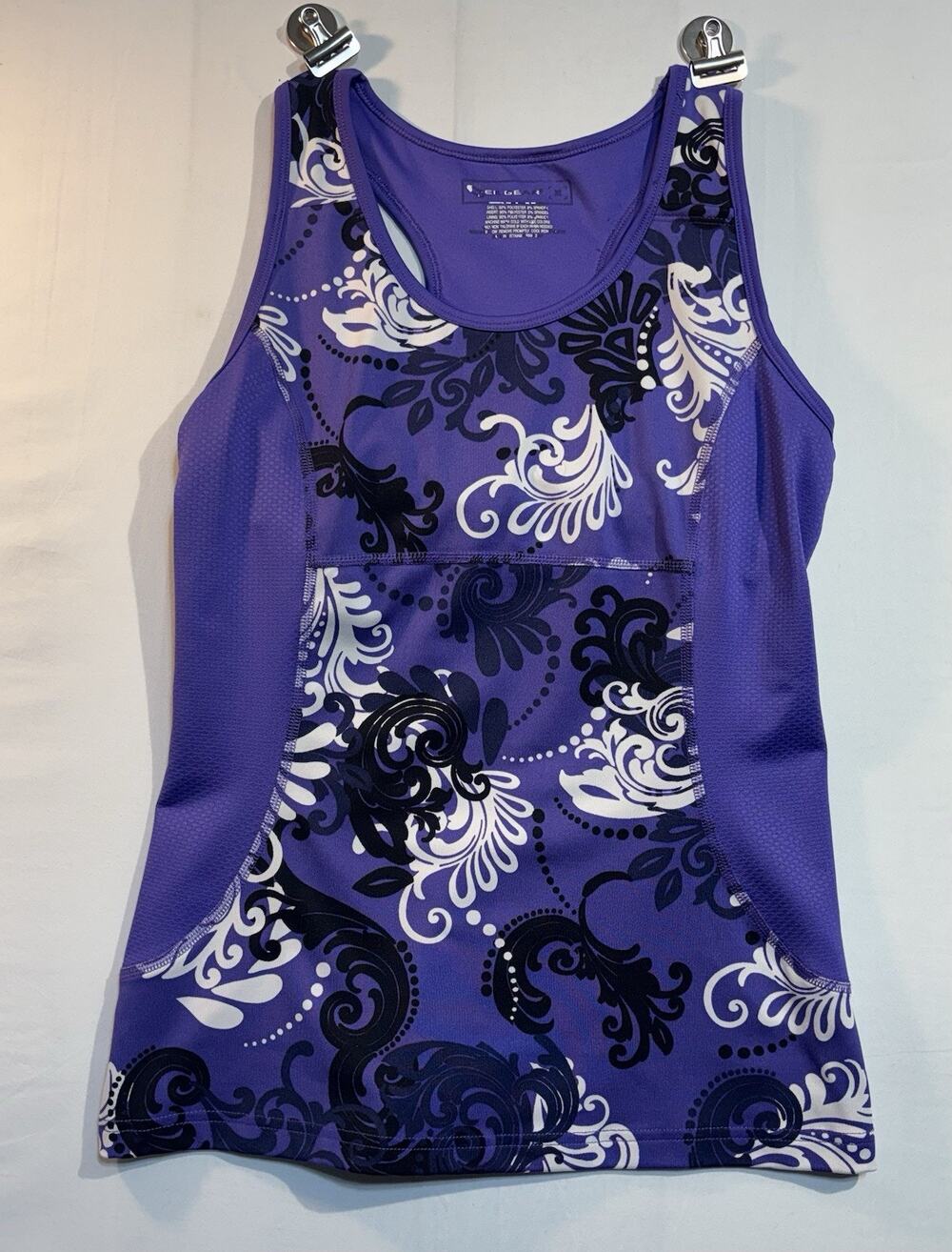 EI Gear Purple Floral Racerback Athletic Tank Top Women’s Large Activewear